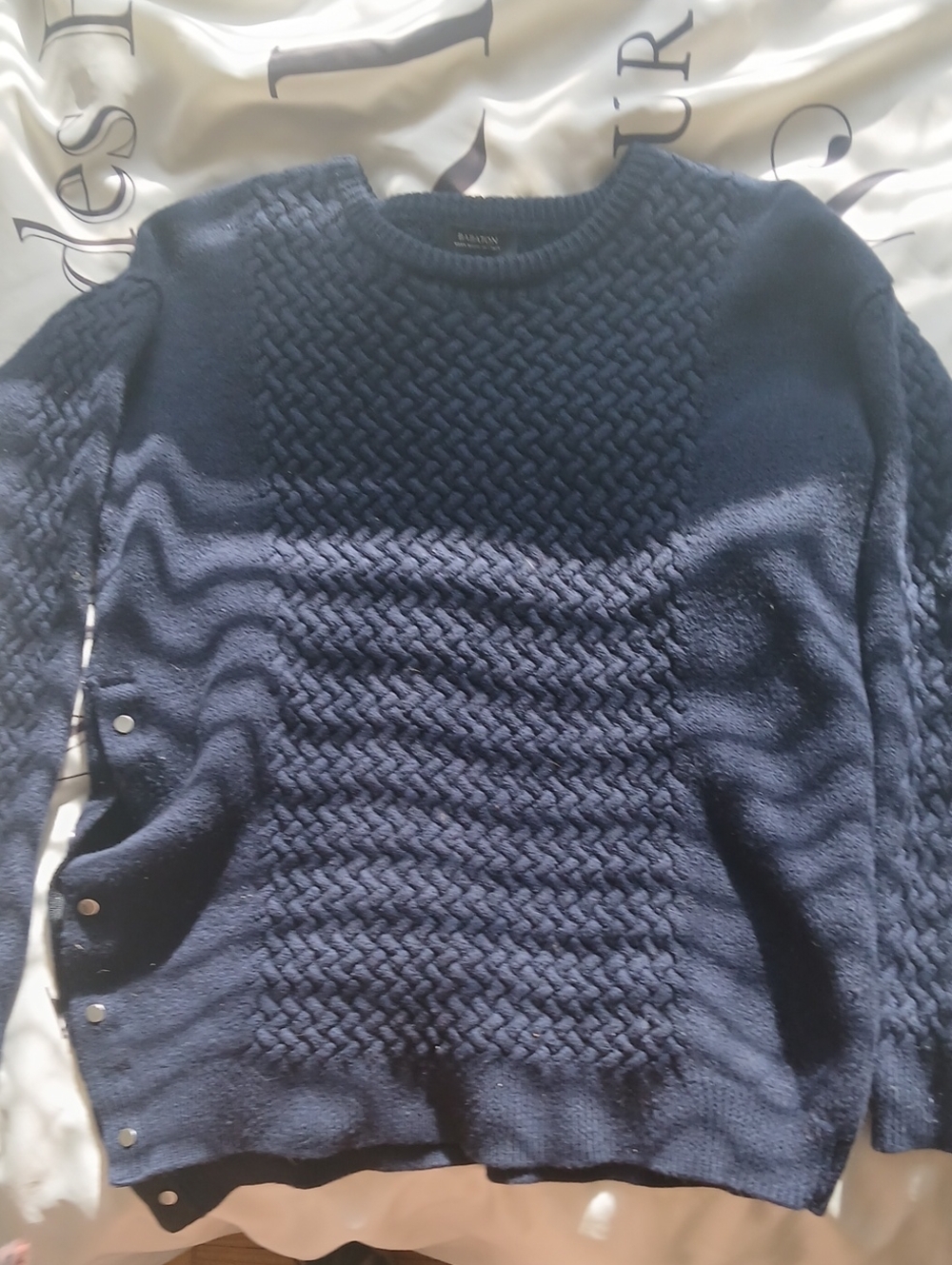 Babaton Navy Cable Knit Scoop Neck Sweater